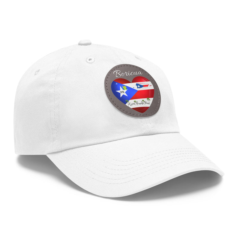 "I Love ❤️ Puerto Rico Flag & Map" Hat - with Leather Patch (Round) - Puerto Rico Flag, Latina hat, Latino hat, Gorra para la playa, Boricua, Puerto rican Pride..