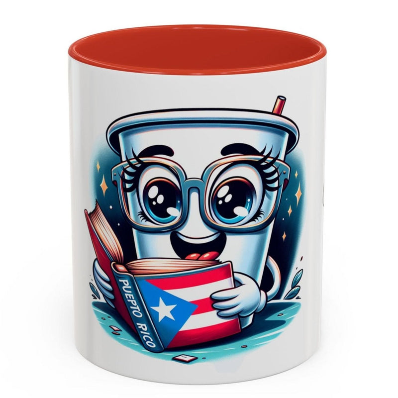 Coffee Mug - Reading Cup Mug - Puerto Rican Flag Design - Personalized Name - Book Lovers Gift