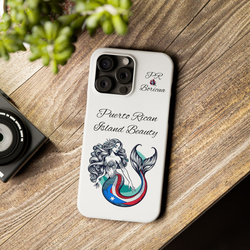 Puerto Rican Island Beauty Mermaid White Slim designer Phone Case - Puerto Rico Flag π΅π·π₯ -Weeeepa!