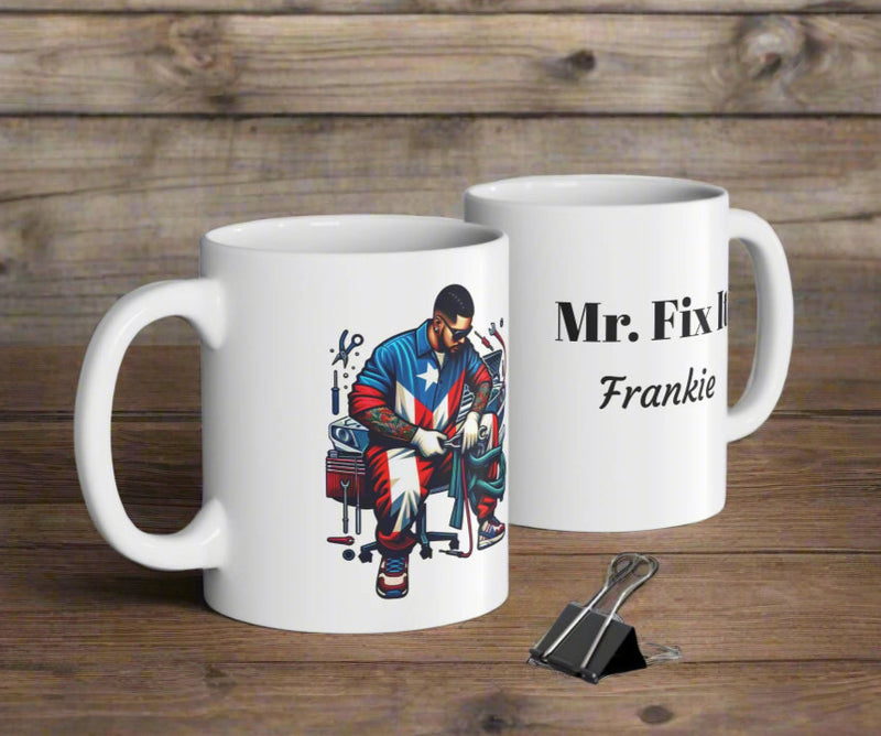 Personalized - Mr. Fix It Puerto Rican Pride Mug - Weeepa! - Boricua - Latino - Mechanic