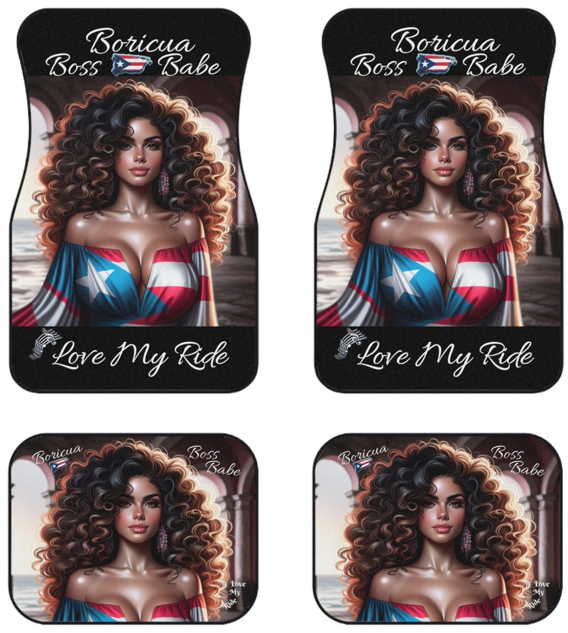 PUERTO RICO BORICUA BOSS BABE šµš· LOVE MY RIDE CAR MATS (Set of 4)