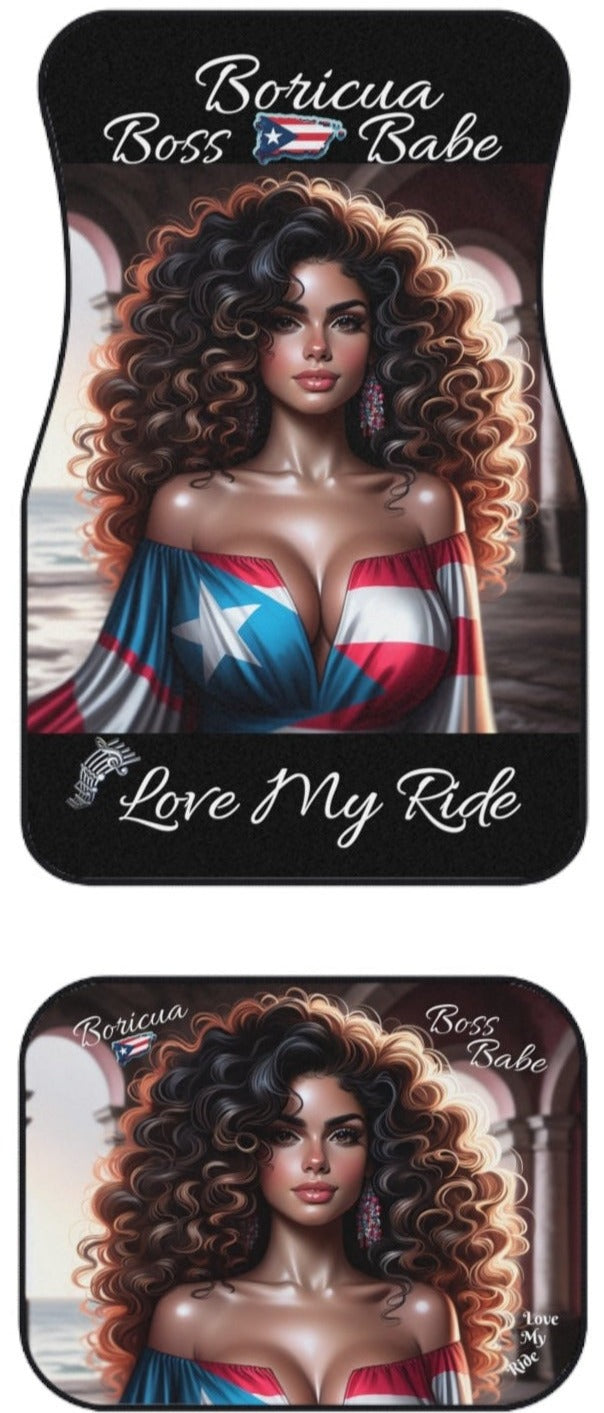 PUERTO RICO BORICUA BOSS BABE šµš· LOVE MY RIDE CAR MATS (Set of 4)