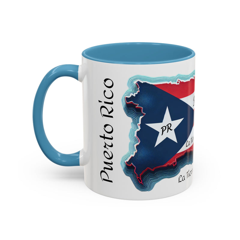 Puerto Rico Flag🇵🇷Map Accent Coffee Mug (11oz)