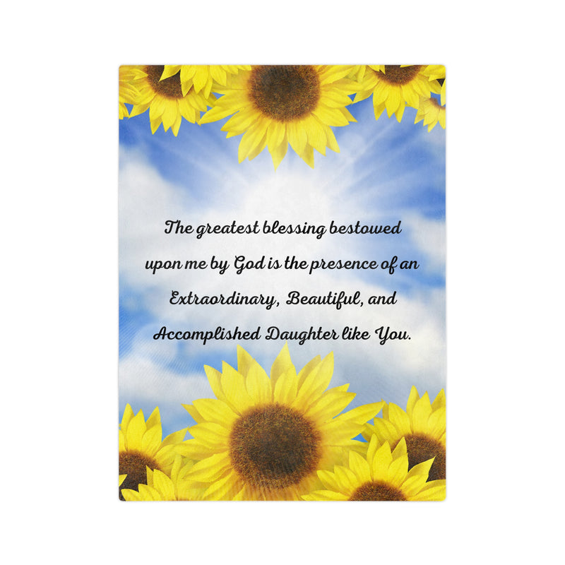 Sunflower Velveteen Minky Blanket - Daughter Gift from Mom