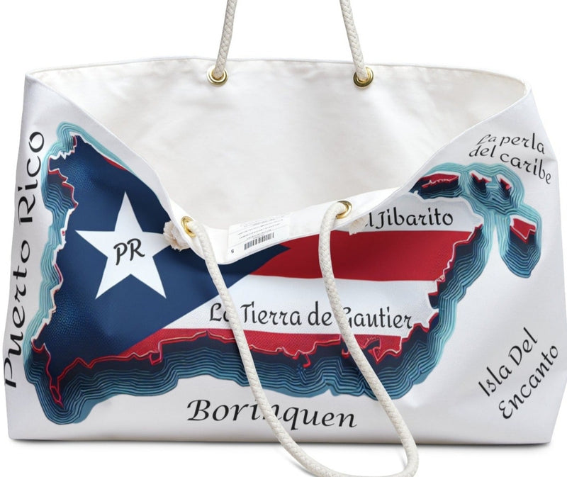 Puerto Rico π΅π· Flag Map Oversized Tote Bag 1-Bolsa Grande, Puerto Rico Flag, Beach Bag, Latina Bag, Latino Bag, Bolsa para la playa, bulto para viaje. Boricua.
