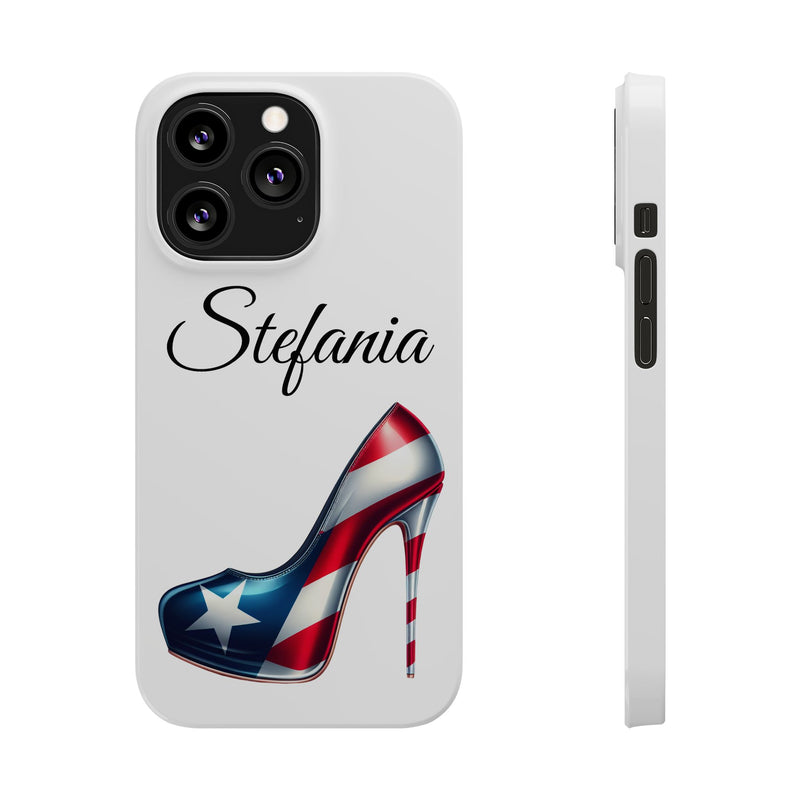 Personalized Stiletto iPhone Cell Phone Cases - White Slim Rico Flag π΅π·π₯ - Latina