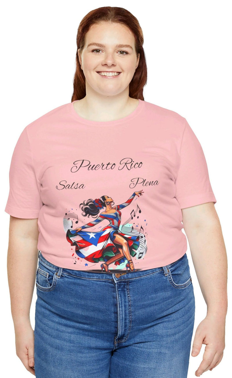 Puerto Rico "Salsa, Plena, Bomba, Reggaeton" Jersey Short Sleeve Tee - Puerto Rico Flag - Puertorriqueña - Puertorriqueño, Latin Music, Salsa Dancer