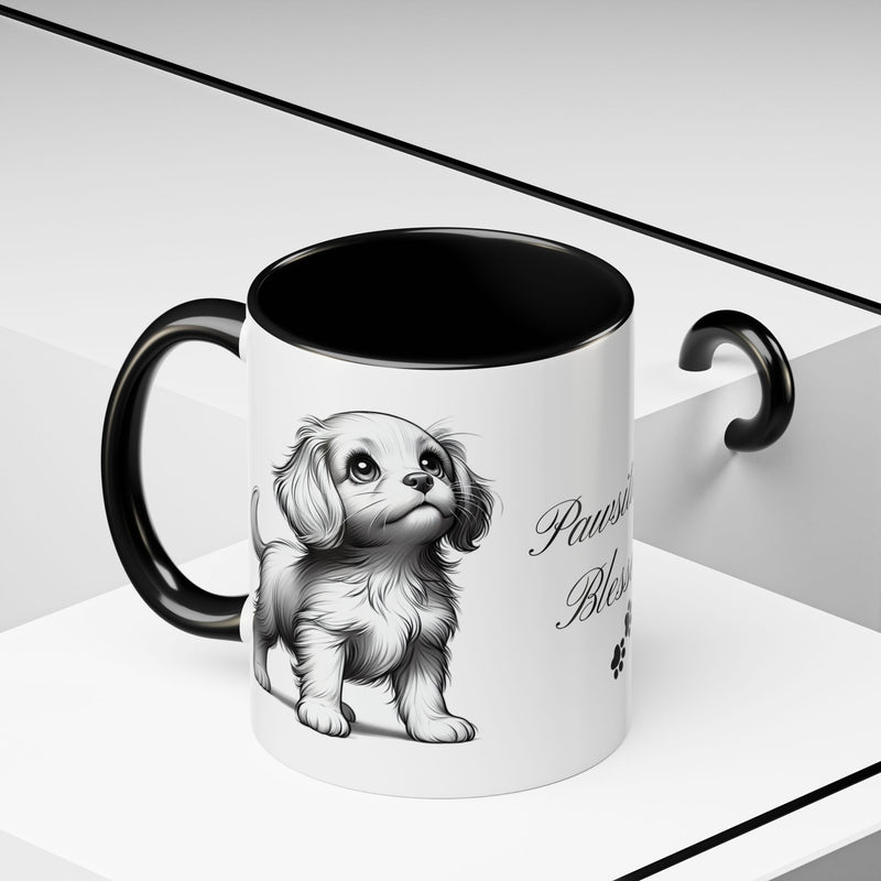 Personalized "Pawsitively Blessed!" Puppy Accent Coffee Mug (11, 15oz)