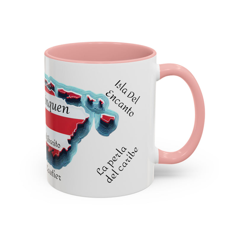 Puerto Rico Flag🇵🇷Map Accent Coffee Mug (11oz)