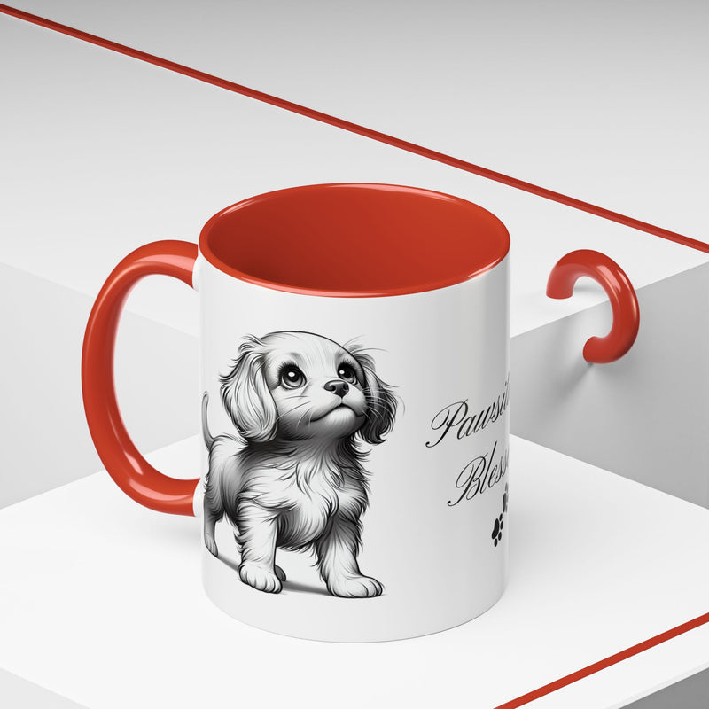 Personalized "Pawsitively Blessed!" Puppy Accent Coffee Mug (11, 15oz)