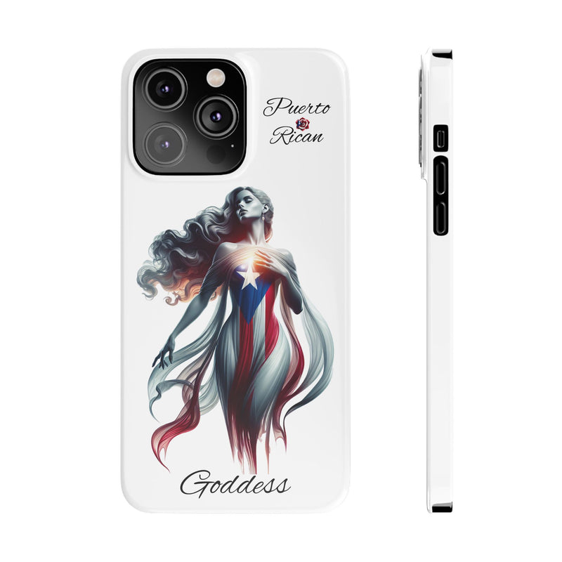Puerto Rican Goddess White Slim Phone Cases - Rico Flag π΅π·π₯ -Weeeepa!, Puertoriquena