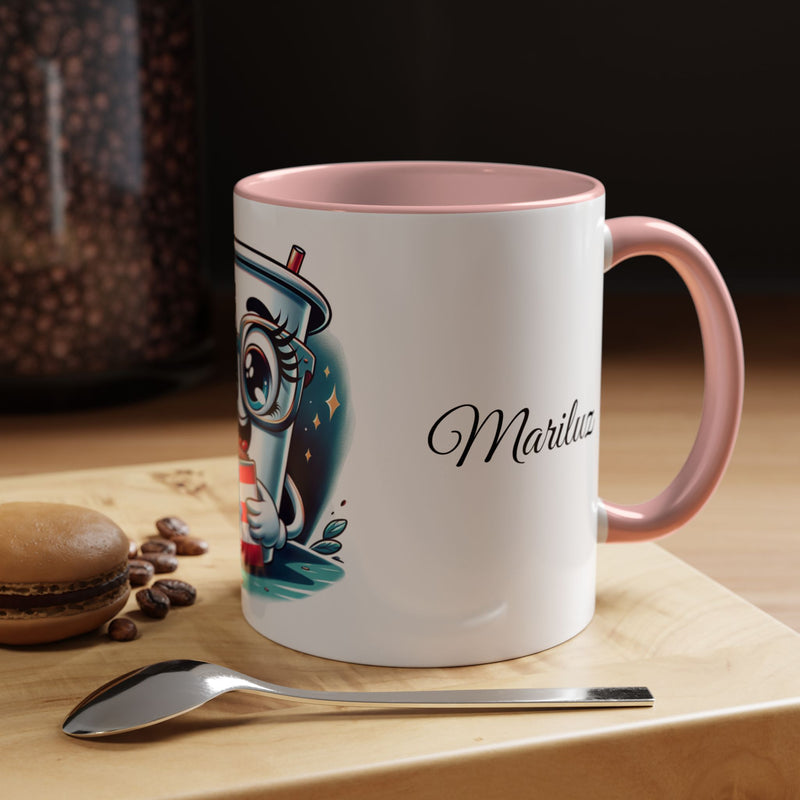 Coffee Mug - Reading Cup Mug - Puerto Rican Flag Design - Personalized Name - Book Lovers Gift