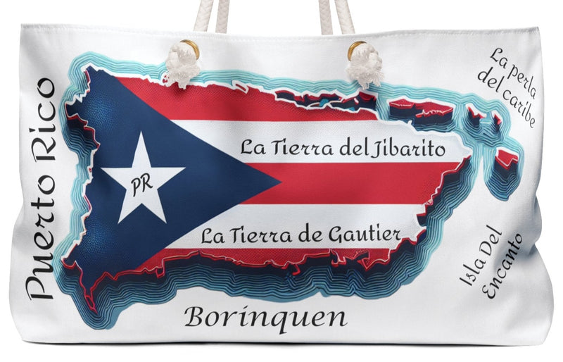 Puerto Rico π΅π· Flag Map Oversized Tote Bag 1-Bolsa Grande, Puerto Rico Flag, Beach Bag, Latina Bag, Latino Bag, Bolsa para la playa, bulto para viaje. Boricua.