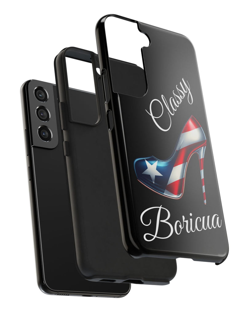 Galaxy Tough Black Phone Case Classy Boricua Stiletto - Puerto Rico Flag 🇵🇷🥁 -Weeeepa!