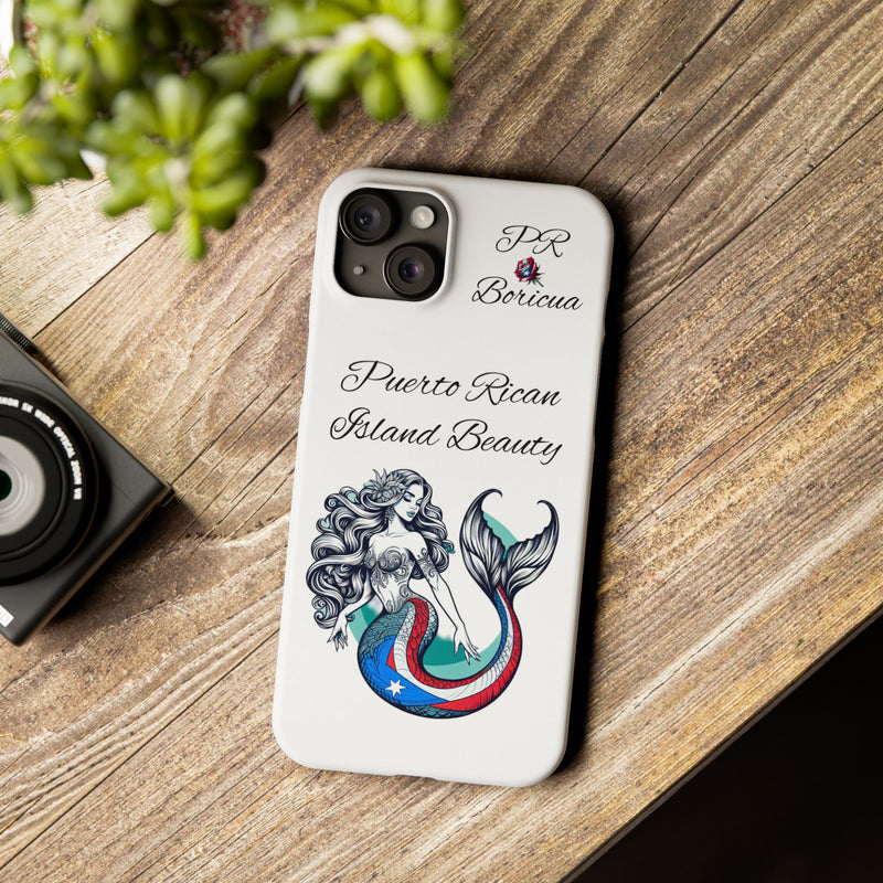 Puerto Rican Island Beauty Mermaid White Slim designer Phone Case - Puerto Rico Flag π΅π·π₯ -Weeeepa!