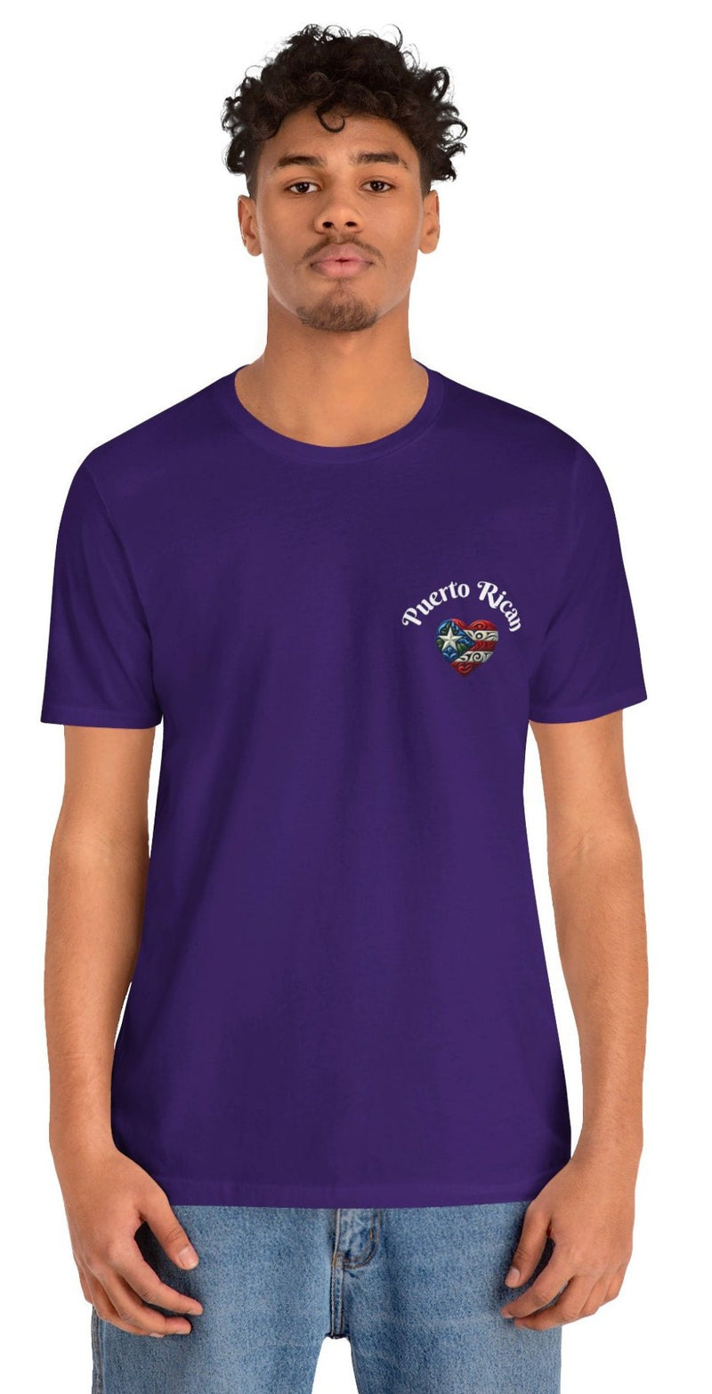 Puerto Rico Flag Heart Short Sleeve Tee Left side design
