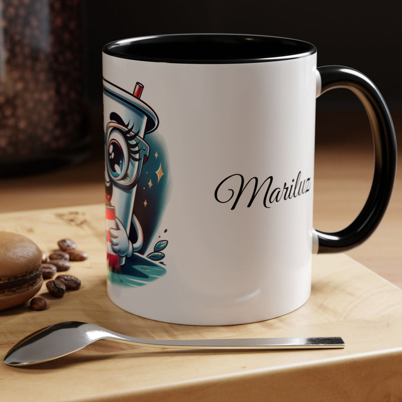 Coffee Mug - Reading Cup Mug - Puerto Rican Flag Design - Personalized Name - Book Lovers Gift