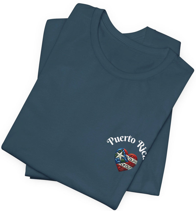 Puerto Rico Flag Heart Short Sleeve Tee Left side design