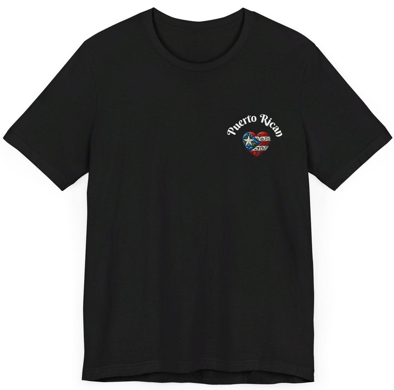Puerto Rico Flag Heart Short Sleeve Tee Left side design