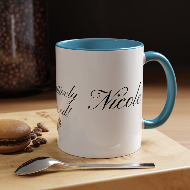 Personalized "Pawsitively Blessed!" Puppy Accent Coffee Mug (11, 15oz)