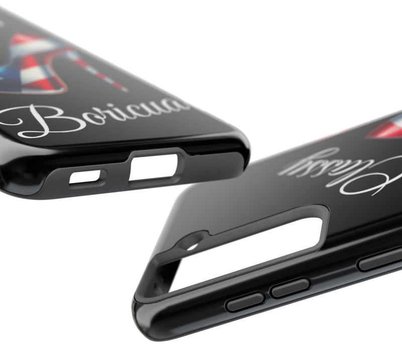 Galaxy Tough Black Phone Case Classy Boricua Stiletto - Puerto Rico Flag 🇵🇷🥁 -Weeeepa!