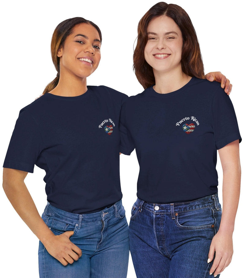 Puerto Rico Flag Heart Short Sleeve Tee Left side design