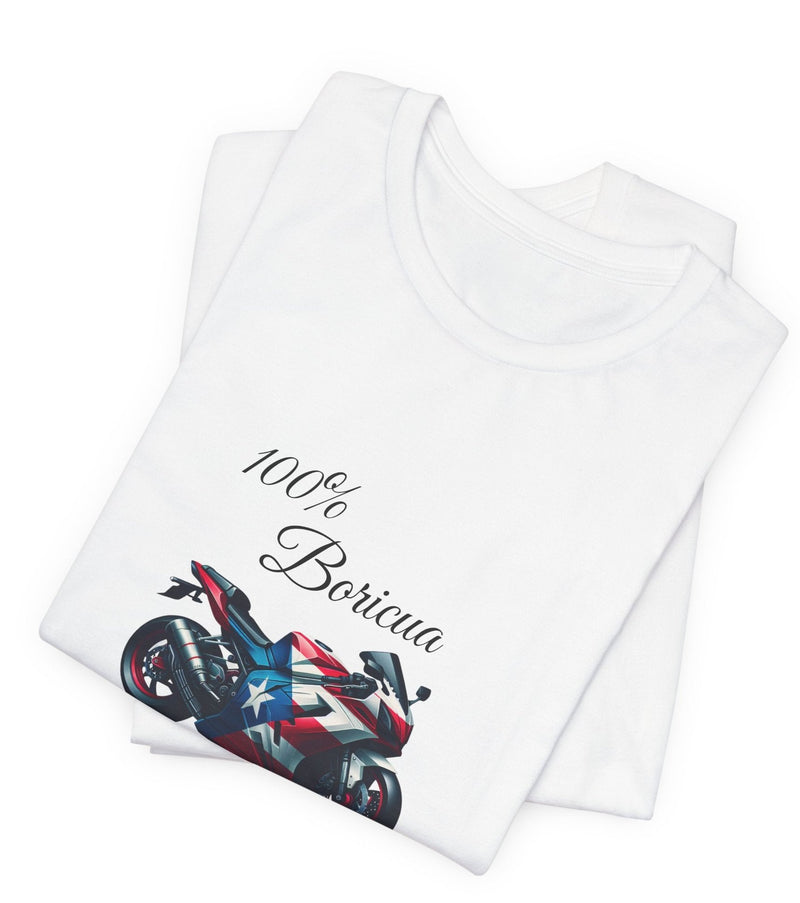 100% Boricua Motorcycle Jersey Short Sleeve Tee - Puerto Rico - Puertorriqueño