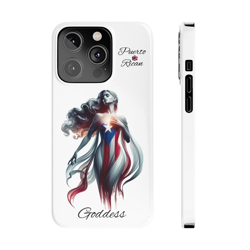 Puerto Rican Goddess White Slim Phone Cases - Rico Flag π΅π·π₯ -Weeeepa!, Puertoriquena