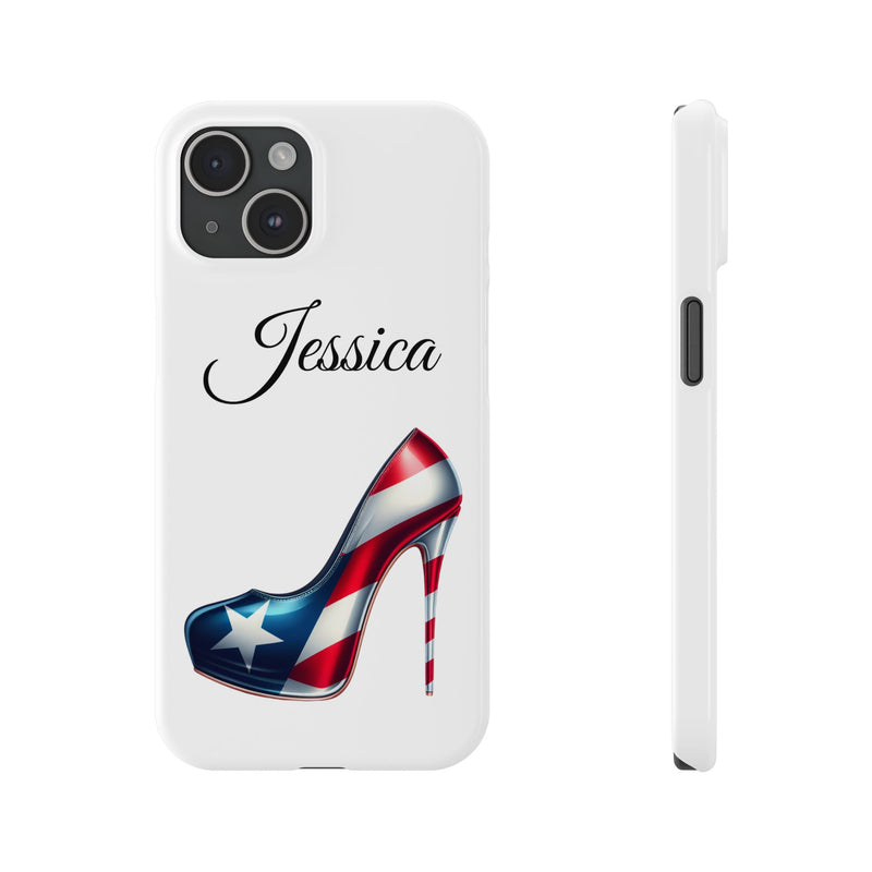Personalized Stiletto iPhone Cell Phone Cases - White Slim Rico Flag π΅π·π₯ - Latina