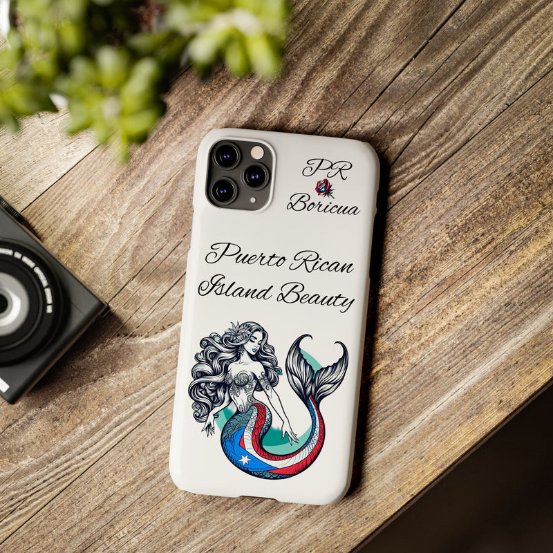 Puerto Rican Island Beauty Mermaid White Slim designer Phone Case - Puerto Rico Flag π΅π·π₯ -Weeeepa!