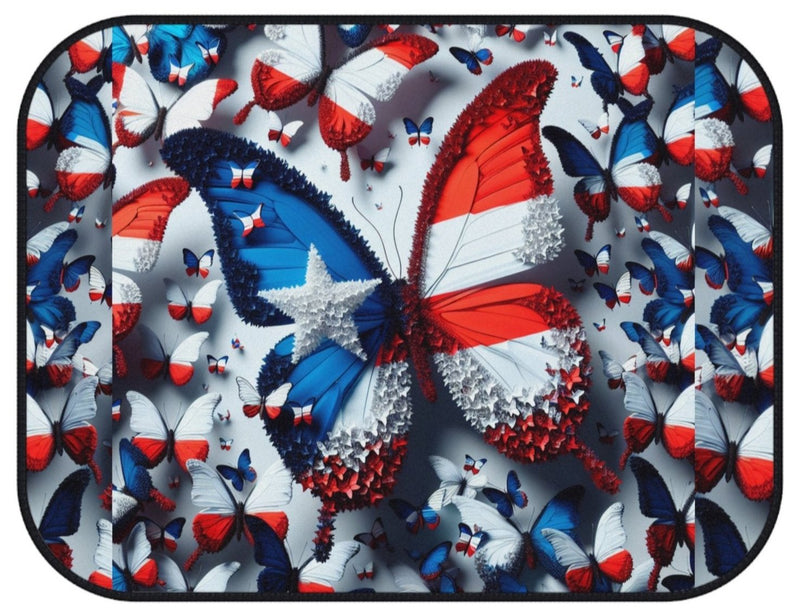 Puerto Rico Flag🇵🇷 Butterfly Flag Car Floor Mats, (Set of 4)