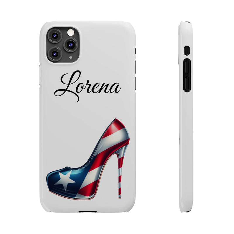 Personalized Stiletto iPhone Cell Phone Cases - White Slim Rico Flag π΅π·π₯ - Latina