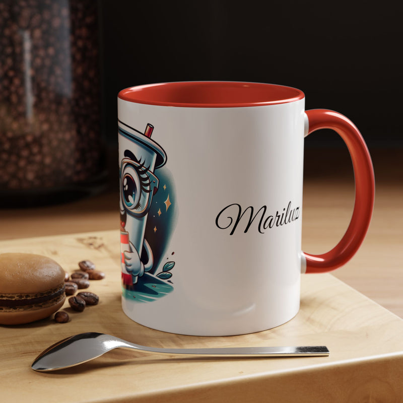 Coffee Mug - Reading Cup Mug - Puerto Rican Flag Design - Personalized Name - Book Lovers Gift