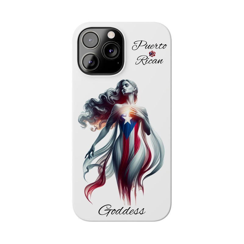 Puerto Rican Goddess White Slim Phone Cases - Rico Flag π΅π·π₯ -Weeeepa!, Puertoriquena