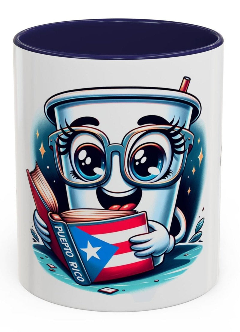 Coffee Mug - Reading Cup Mug - Puerto Rican Flag Design - Personalized Name - Book Lovers Gift