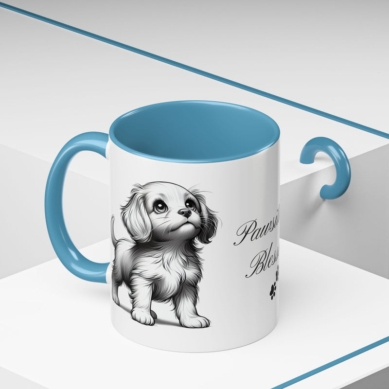 Personalized "Pawsitively Blessed!" Puppy Accent Coffee Mug (11, 15oz)