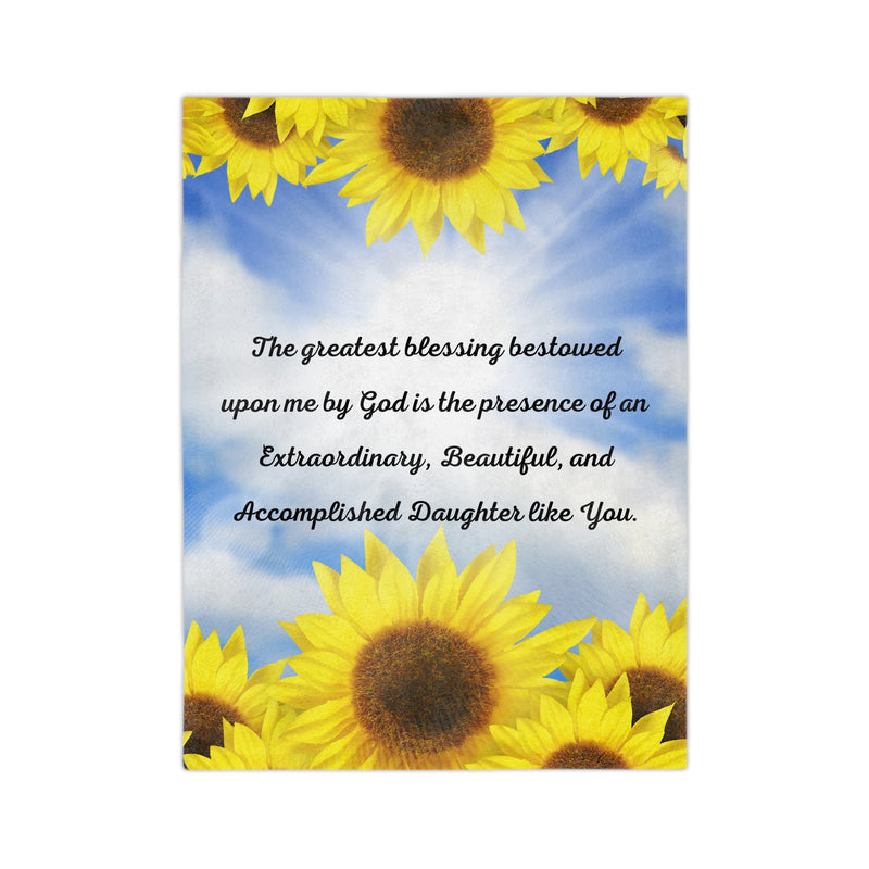 Sunflower Velveteen Minky Blanket - Daughter Gift from Mom