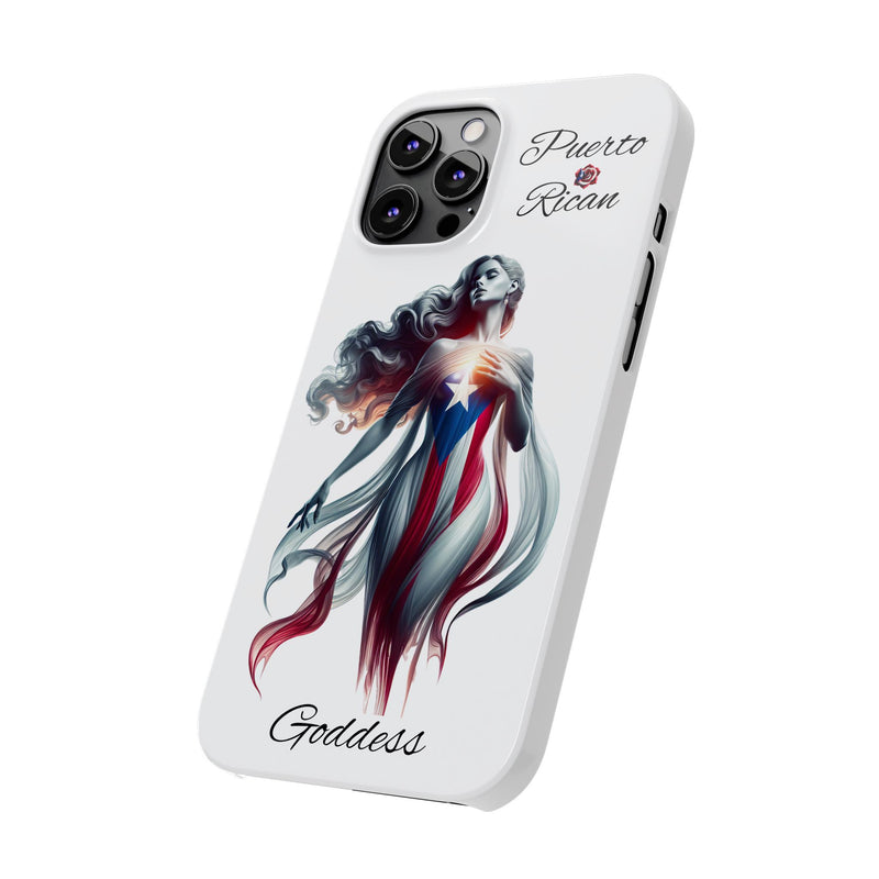Puerto Rican Goddess White Slim Phone Cases - Rico Flag π΅π·π₯ -Weeeepa!, Puertoriquena