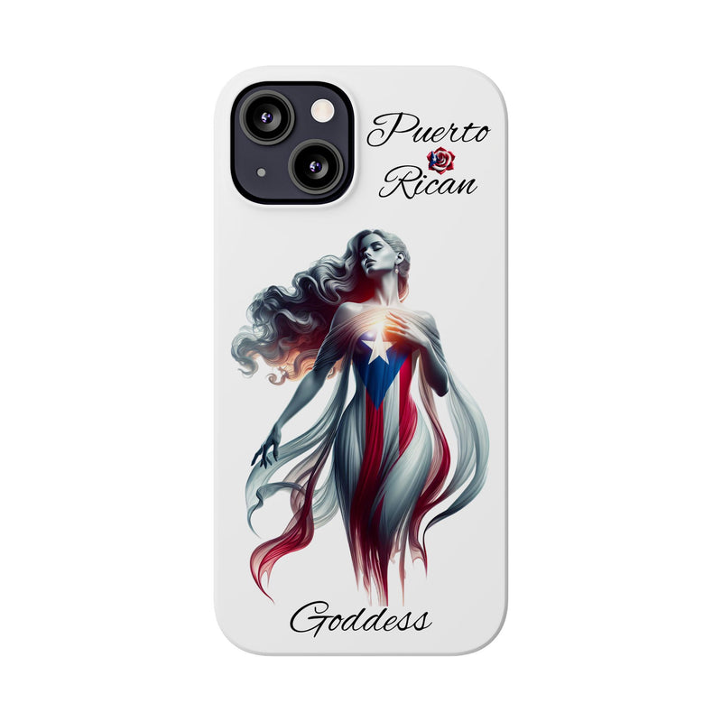 Puerto Rican Goddess White Slim Phone Cases - Rico Flag π΅π·π₯ -Weeeepa!, Puertoriquena