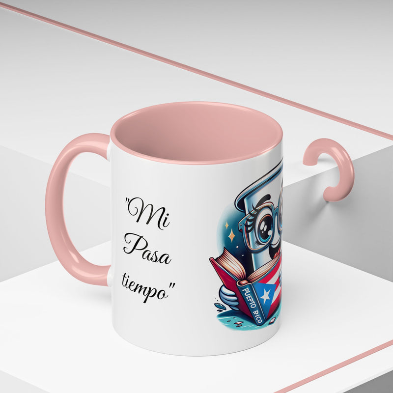 Coffee Mug - Reading Cup Mug - Puerto Rican Flag Design - Personalized Name - Book Lovers Gift