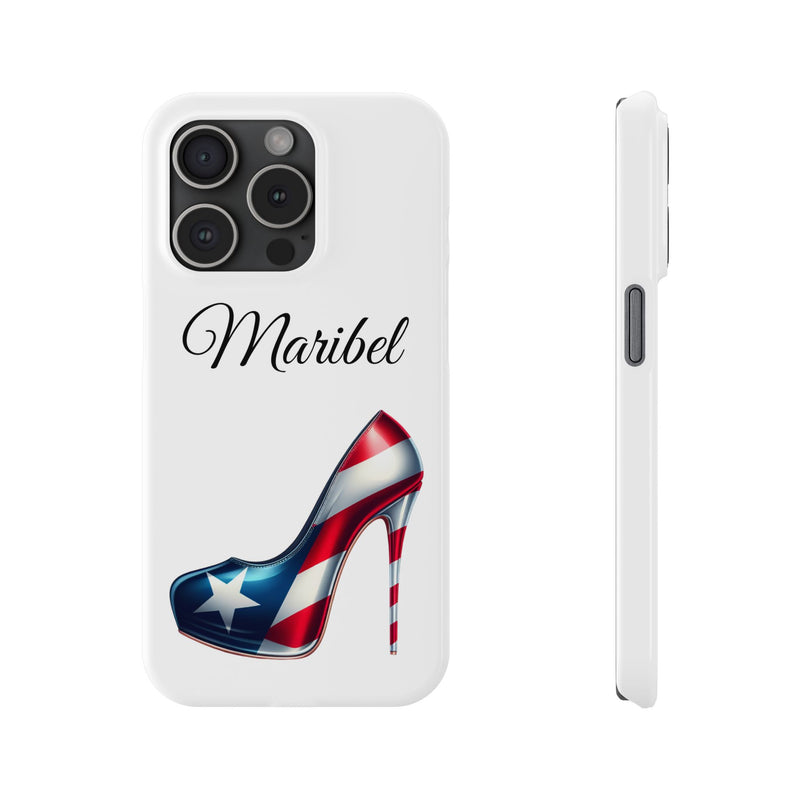 Personalized Stiletto iPhone Cell Phone Cases - White Slim Rico Flag π΅π·π₯ - Latina