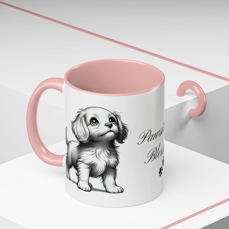 Personalized "Pawsitively Blessed!" Puppy Accent Coffee Mug (11, 15oz)