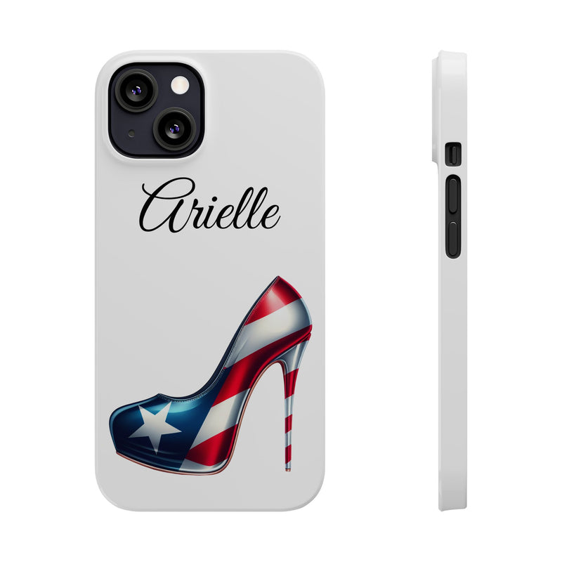Personalized Stiletto iPhone Cell Phone Cases - White Slim Rico Flag π΅π·π₯ - Latina