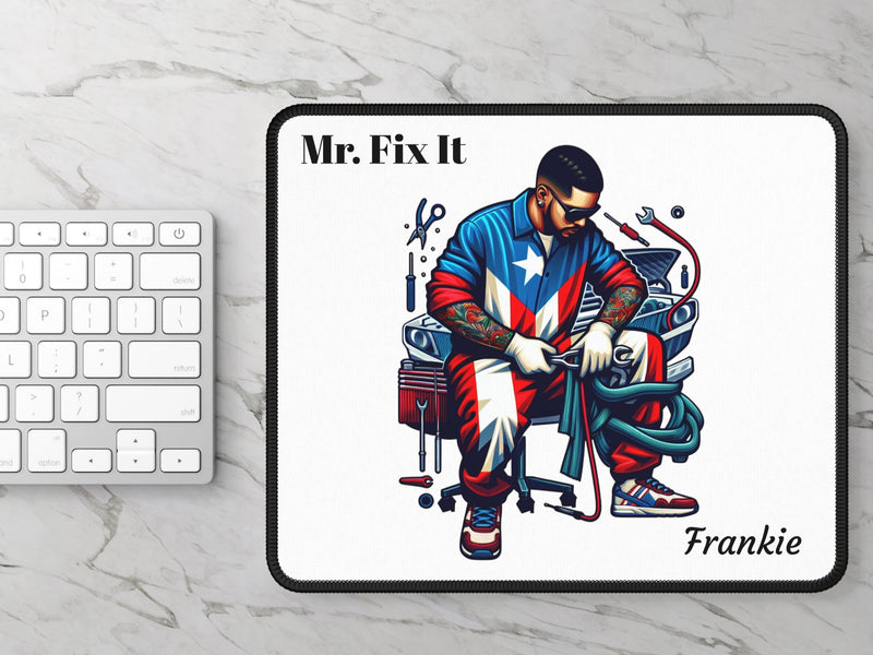 Gaming Mouse Pad - Personalized Mr. Fix It Puerto Rican Heritage Boricua Latino Mechanic