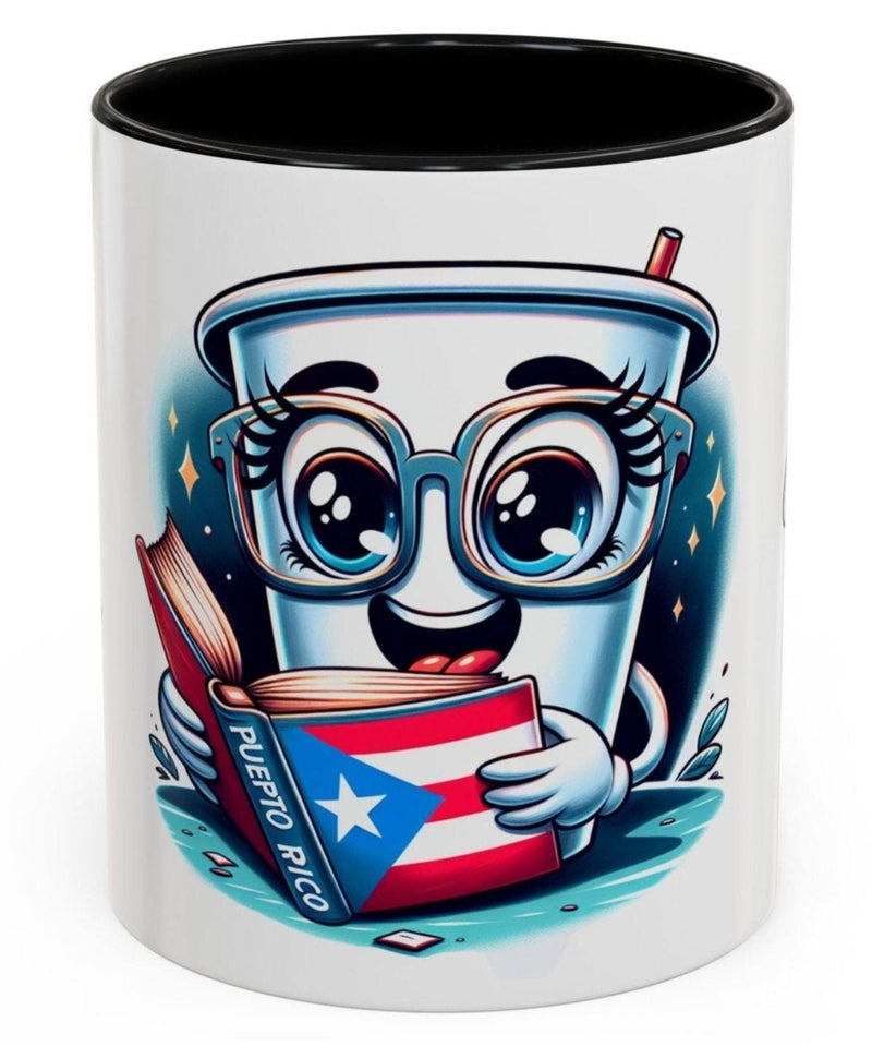 Coffee Mug - Reading Cup Mug - Puerto Rican Flag Design - Personalized Name - Book Lovers Gift