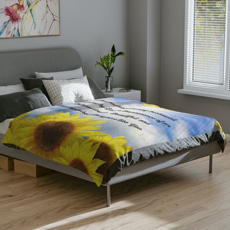 Sunflower Velveteen Minky Blanket - Daughter Gift from Mom