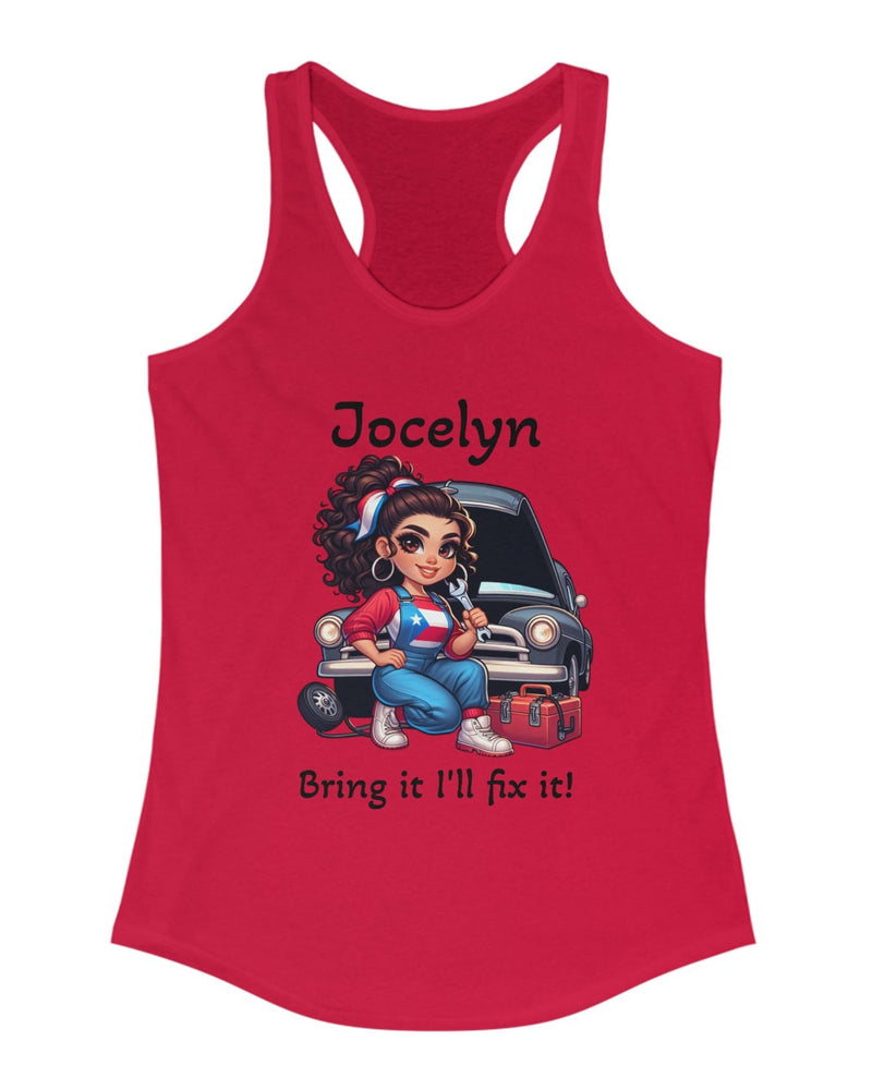 Puerto Rican Woman Mechanic Personalized Racerback Tank Top