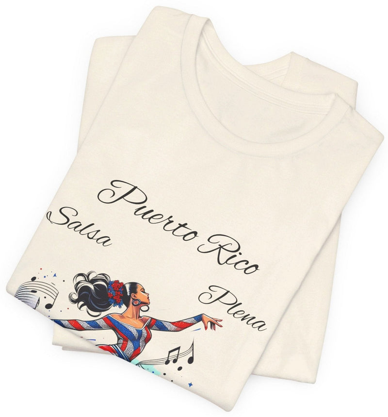 Puerto Rico "Salsa, Plena, Bomba, Reggaeton" Jersey Short Sleeve Tee - Puerto Rico Flag - Puertorriqueña - Puertorriqueño, Latin Music, Salsa Dancer