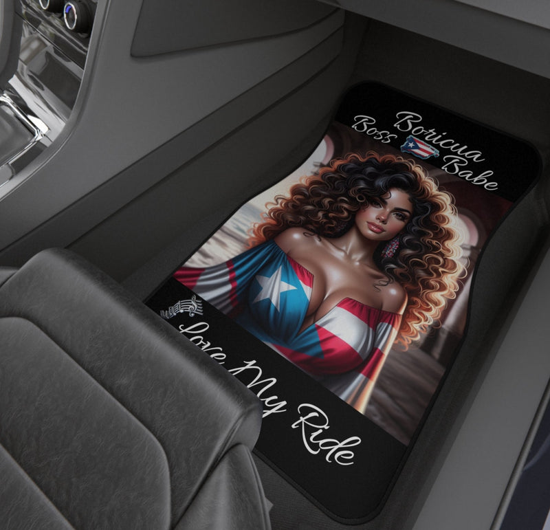 PUERTO RICO BORICUA BOSS BABE šµš· LOVE MY RIDE CAR MATS (Set of 4)