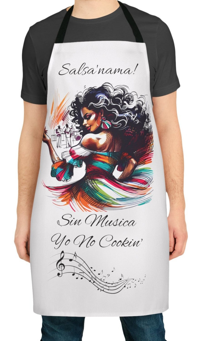 SIN MUSICA YO NO COOKIN' -🇵🇷🥁 Chef's Apron-Color Straps, Latina, Borinquen, Soy Puertorriqueña, Orgullosa Boricua